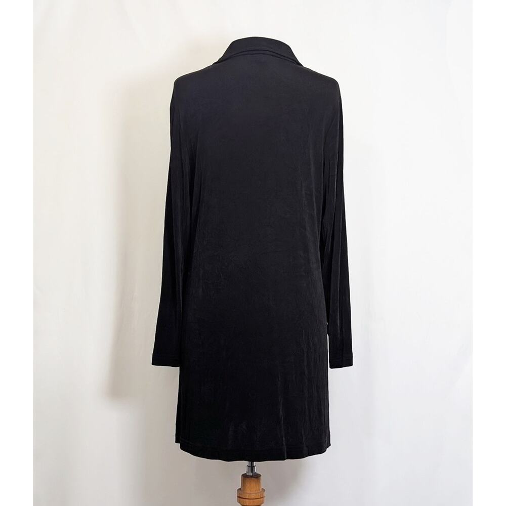 Ronni Nicole Tunic Top Women's Size 12 Black Travel Knit Slinky Button Front - Picture 4 of 5